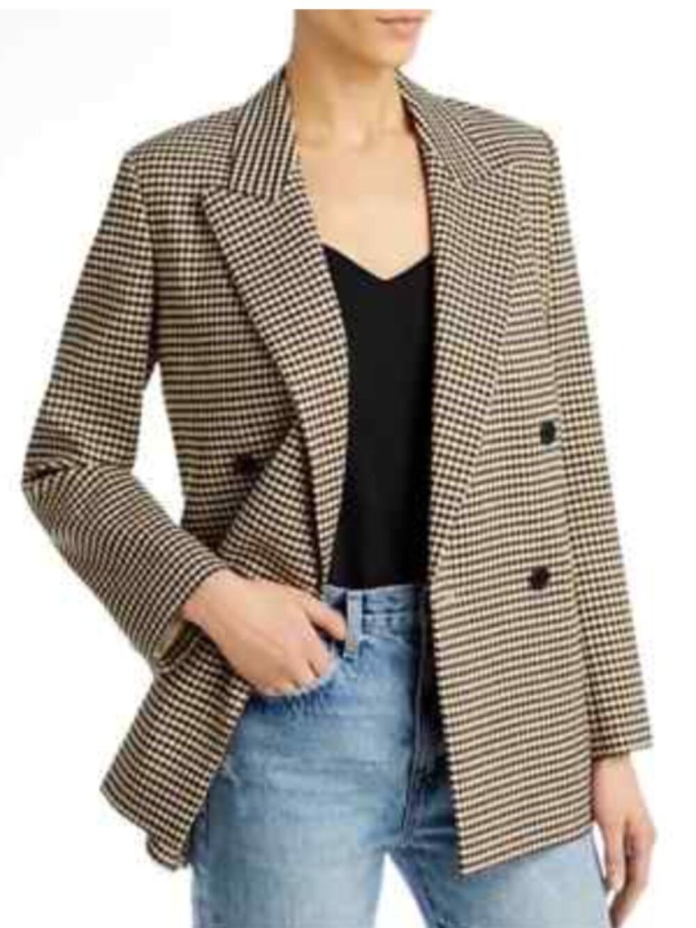 REBECCA TAYLOR Check Blazer Double Breasted Front Button Closure
